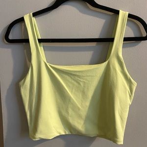 Small, lime green cropped tank top from Garage.